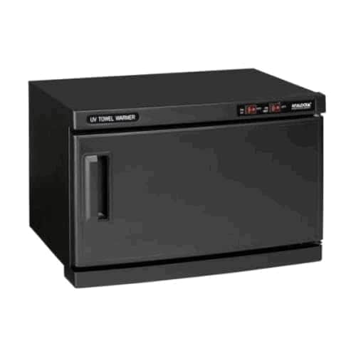 Armoire chauffe-serviettes Efalock noire à porte pleine, poignée verticale et commandes sur le bandeau supérieur