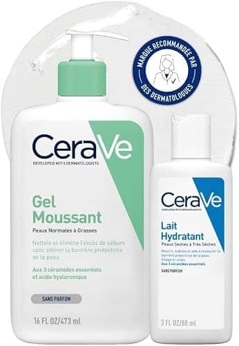 Coffret CeraVe : grand flacon pompe de Gel Moussant et petit flacon de Lait Hydratant