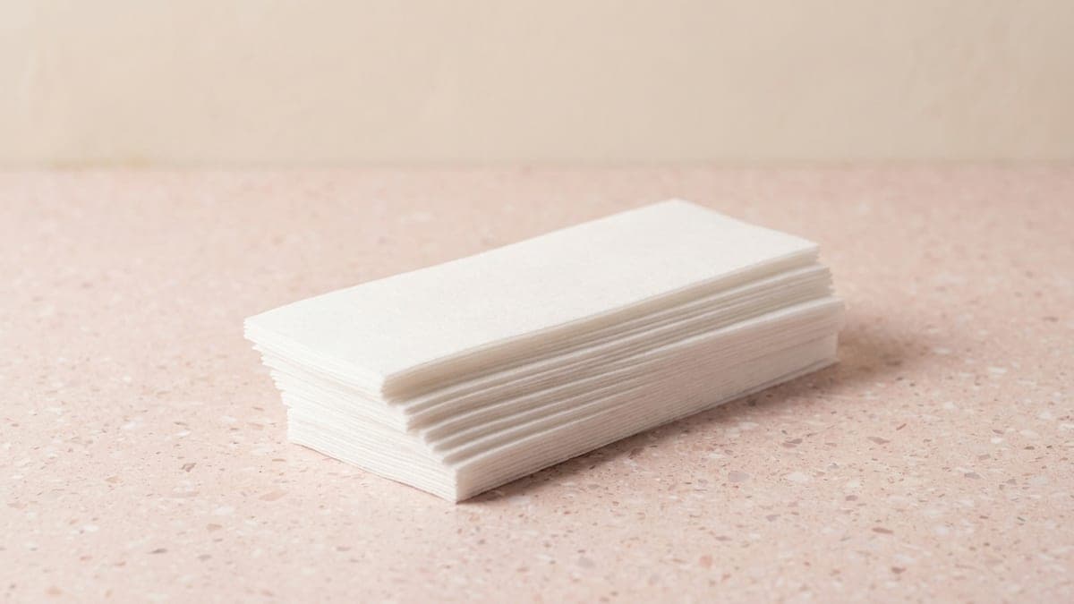 Pile de bandes d'épilation rectangulaires en non-tissé blanc