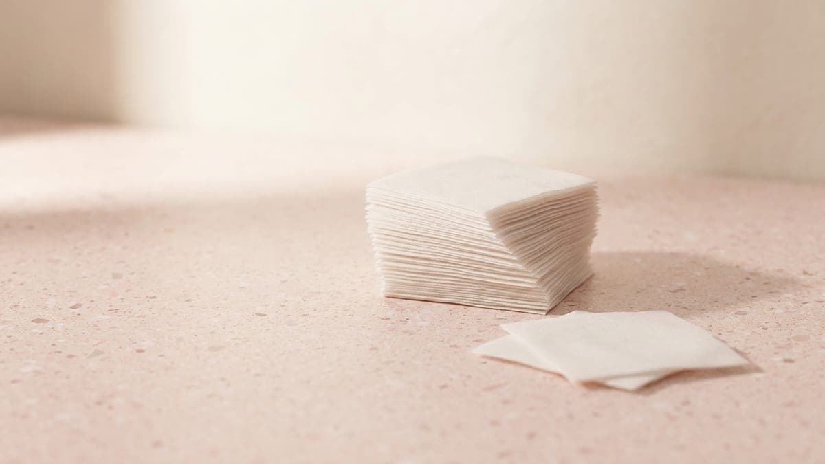 Pile de lingettes non pelucheuses blanches pour ongles