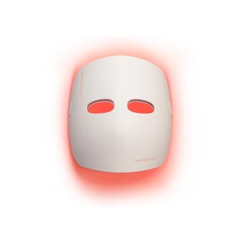 Masque LED Therabody TheraFace Mask Glo blanc, coque sans fil et sangle de tête