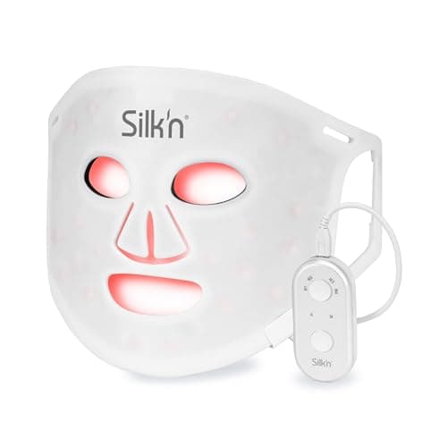 Masque LED souple Silk'n LED Face Mask 100 blanc, relié à sa télécommande