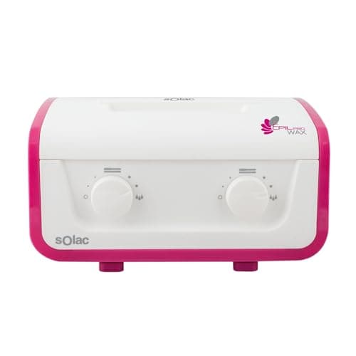Chauffe-cire Solac Epil Pro Wax à deux cuves côte à côte, chacune avec son bouton de réglage et son couvercle transparent