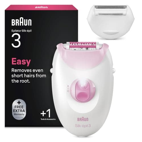 Épilateur électrique filaire Braun Silk·épil 3 rose, avec son cordon