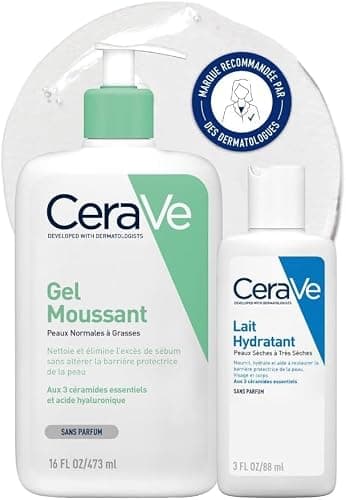Coffret CeraVe : grand flacon pompe de Gel Moussant et petit flacon de Lait Hydratant